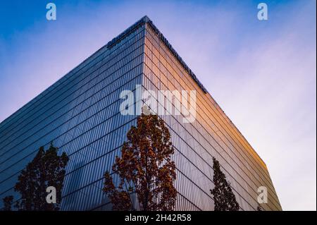 Das Leipziger Museum der Schönen Künste bei Sonnenaufgang. Stockfoto