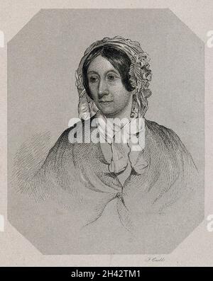 Mary Somerville [Fairfax]. Linienstich von F. Croll nach J. R. Swinton, 1848. Stockfoto