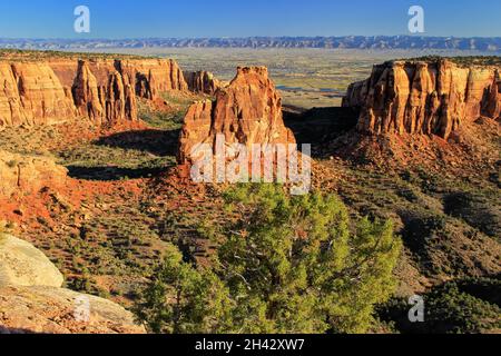 Blick auf Monument Canyon und Independence Rock, Colorado National Monument, Grand Junction, USA Stockfoto