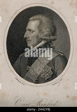 Benjamin Thompson, Graf von Rumford. Stich von K. Mackenzie nach M. Kellerhoven. Stockfoto