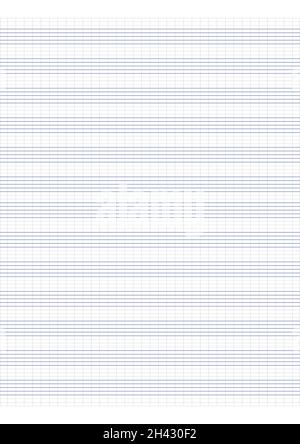 Diagrammpapier. Bedruckbares Rasterpapier mit Stabpapier auf weißem Hintergrund. Ein leeres Notenblatt mit Personal. Geometrisches Muster für Komposition, Bildung Stock Vektor