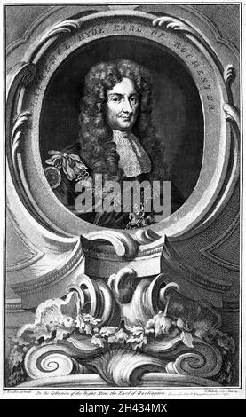 Laurence Hyde, Earl of Rochester (1641-1711). Stich von Jacobus Houbraken, 1741, nach Sir Godfrey Kneller. Stockfoto