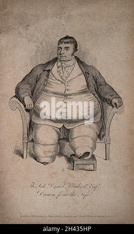 Daniel Lambert, ein sehr großer Mann. Gravur, 1809. Stockfoto