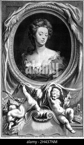 Sarah Churchill, Herzogin von Marlborough (1660-1744). Stich von Jacobus Houbraken, 1745, nach Sir Godfrey Kneller. Stockfoto