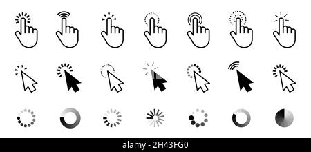 Symbole für das Klicken mit dem Mauszeiger. Werkzeuge für Pfeile und Zeiger-Cursor. Vektor-Website-Suchsymbole Stock Vektor