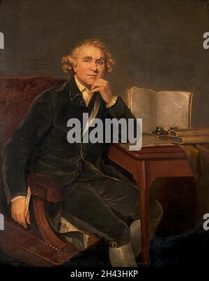 John Hunter (1728-1793), Chirurg und Anatom. Ölgemälde nach Sir Joshua Reynolds. Stockfoto