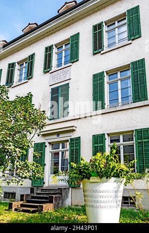 Letztes Haus von Johanna Spyri, Autor von Heidi; Zürich, Zeltweg; Letzte Wohnung Johanna Spyri (Autorin von Heidi), Zürich Zeltweg Stockfoto