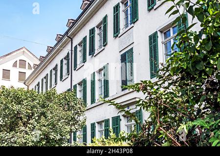 Letztes Haus von Johanna Spyri, Autor von Heidi; Zürich, Zeltweg; Letzte Wohnung Johanna Spyri (Autorin von Heidi), Zürich Zeltweg Stockfoto