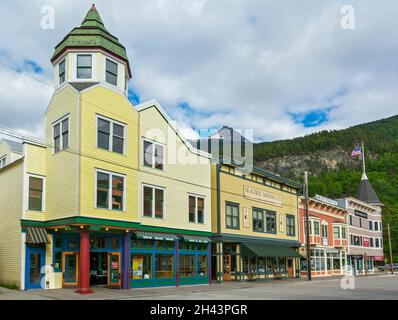Alaska, Skagway, Innenstadt, Geschäfte Stockfoto