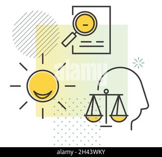 Unternehmenswerte - Ethik - Transparenz - Symboldarstellung als EPS 10-Datei Stock Vektor