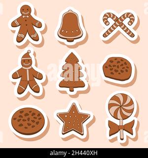 weihnachtskekse Aufkleber Vektor-Illustration Stock Vektor