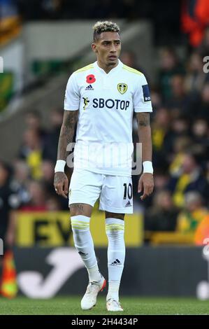 Norwich, Großbritannien. Oktober 2021. Raphinha #10 von Leeds United in Norwich, Vereinigtes Königreich am 10/31/2021. (Foto von Arron Gent/News Images/Sipa USA) Quelle: SIPA USA/Alamy Live News Stockfoto