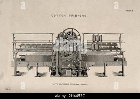 Textilien: Eine Gürtelversion des Crompton-Maultieres. Gravur, ca. 1858. Stockfoto