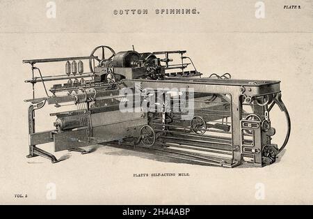 Textilien: Eine Gürtelversion des Crompton-Maultieres. Gravur, ca. 1858. Stockfoto