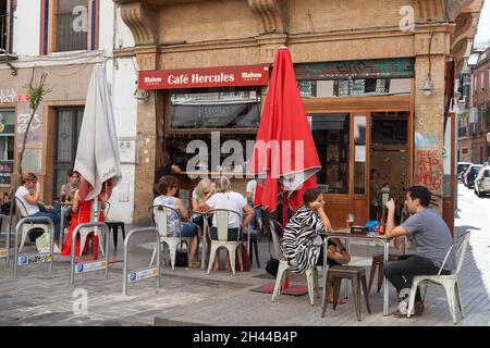 Café Herkules im Stadtteil Feria von Sevilla, Spanien Stockfoto