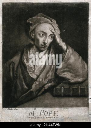 Alexander Pope. Mezzotint nach Sir Godfrey Kneller. Stockfoto