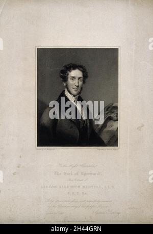 Gideon Algernon Mantell. Kupferstich von S. Stepney, 1837, nach J. J. Masquerier. Stockfoto