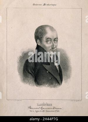 Bernard Germain Étienne de la Ville-sur-Illon, Comte de Lacépède. Lithographie von Mlle G. Laroque. Stockfoto
