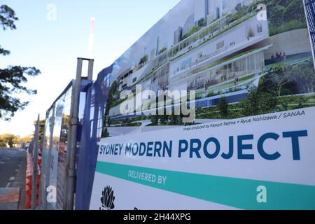 Sydney, Australien. Oktober 2021. Sydney Modern Project Art Gallery of NSW die Erweiterung wird voraussichtlich 2022 abgeschlossen sein. Kredit: Richard Milnes/Alamy Live Nachrichten Stockfoto