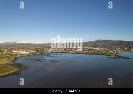 Drohnenbild der Stadt Dungarvan, County Waterford Stockfoto