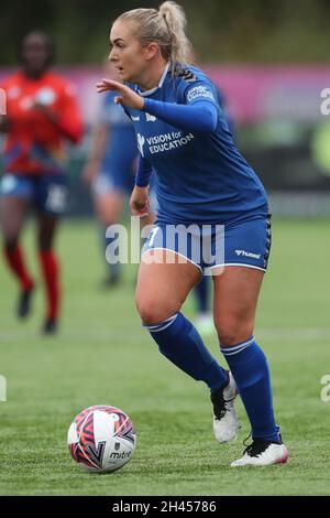 DURHAM CITY, GROSSBRITANNIEN. 31. OKTOBER: Bridget Galloway von Durham Women während des Spiels der FA Women's Championship zwischen dem FC Durham Women und London Lionesses am Sonntag, den 31. Oktober 2021, im Maiden Castle, Durham. (Kredit: Mark Fletcher | MI News) Kredit: MI Nachrichten & Sport /Alamy Live News Stockfoto