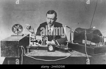 Der italienische Elektroingenieur Guglielmo Marconi, der das Radio erfunden hat Stockfoto
