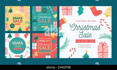 weihnachten Verkauf instagram Beiträge Vektor Design Illustration Stock Vektor