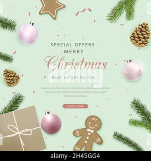 Realistische weihnachten Verkauf Vektor Design Illustration Stock Vektor