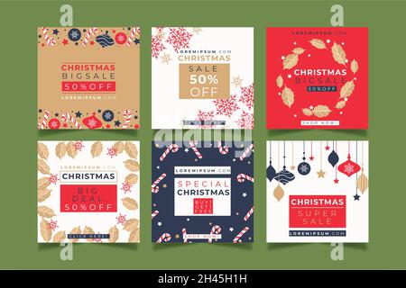 weihnachten Verkauf instagram Beiträge Vektor Design Illustration Stock Vektor