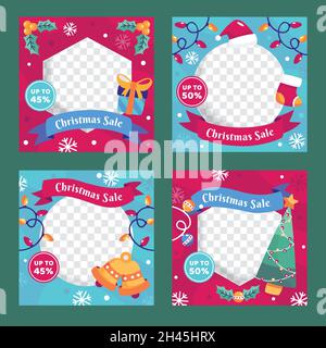 weihnachten Verkauf instagram Beiträge Vektor Design Illustration Stock Vektor