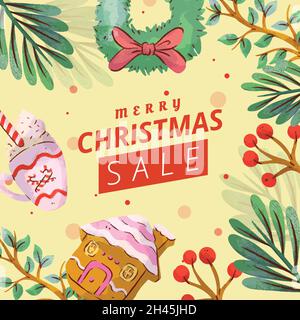 Aquarell weihnachten Verkauf Vektor Design Illustration Stock Vektor