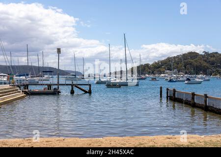 Bayview Bäder und historischen Kai, Bayview ist ein Vorort von Sydney in der nördlichen Strandregion, NSW, Australien Stockfoto