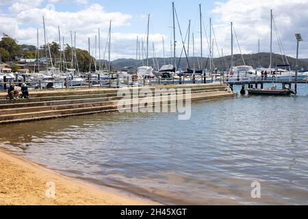 Bayview Bäder und historischen Kai, Bayview ist ein Vorort von Sydney in der nördlichen Strandregion, NSW, Australien Stockfoto