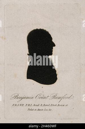 Benjamin Thompson, Graf von Rumford. Aquatinta Silhouette. Stockfoto