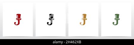 Top hat auf Letter Logo Design J Stock Vektor