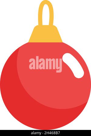 Einfaches rotes christbaumspielzeug, Illustration, Vektor, auf weißem Hintergrund. Stock Vektor