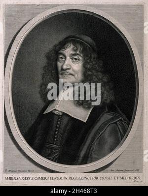 Marin Cureau de La Chambre. Linienstich von A. Masson, 1665, nach P. Mignard. Stockfoto