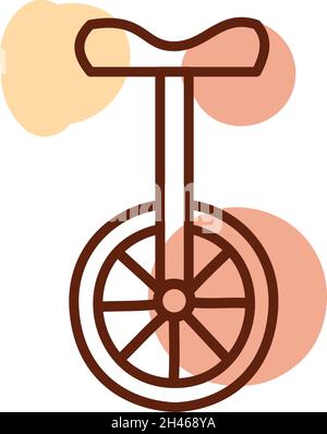 Zirkusfahrrad, Illustration, Vektor, auf weißem Hintergrund. Stock Vektor