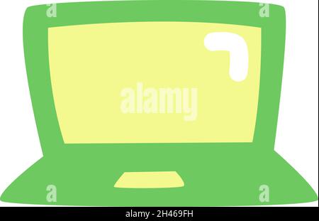 Grüner Laptop, Illustration, Vektor, auf weißem Hintergrund. Stock Vektor