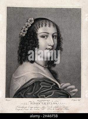 Ninon de Lenclos. Stich von P. Augrand nach J. Petitot. Stockfoto