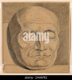 Totenmaske von Jean Conradin Heidegger, Bürgermeister von Zürich. Zeichnung, c. 1789. Stockfoto