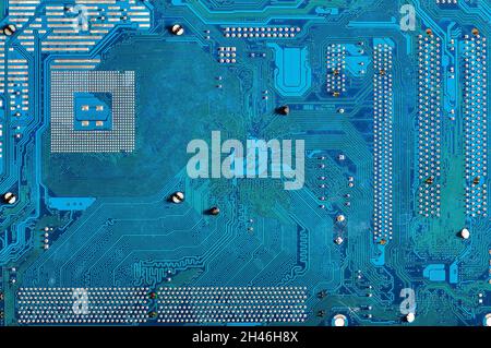 Elektronische Leiterplatte der Hauptplatine aus der Nähe des Computers Stockfoto
