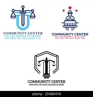 Modernes Zentrum gemeinnützige Organisation Recht Säule Maßstab Logo Design Stock Vektor