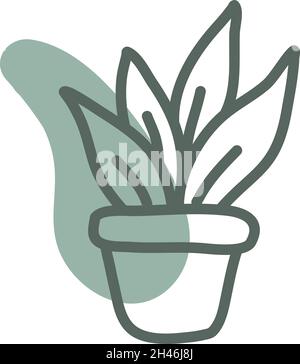 Aloe Vera im Topf, Illustration, Vektor, auf weißem Hintergrund. Stock Vektor