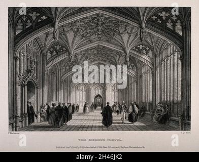 Divinity School, Oxford: Große Halle. Linienstich von J. Le Keux, 1837, nach F. Mackenzie. Stockfoto