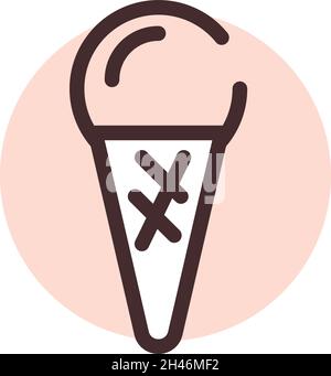 Eis in Kegel, Illustration, Vektor, auf weißem Hintergrund. Stock Vektor
