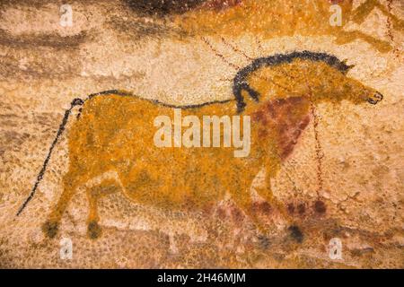 FRANKREICH, MONTIGNAC - LASCAUX, DORDOGNE (24): NENNEN SIE LASCAUX 4 12. OKTOBER 2016. FOTOTOUR DURCH DAS INTEGRALE FAKSIMILE : DER AXIALE TAUCHGANG Stockfoto