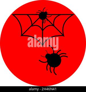 Scary Spinnennetz, Illustration, Vektor, auf einem weißen Hintergrund. Stock Vektor