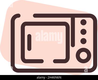Rosafarbene Mikrowelle, Illustration, Vektor, auf weißem Hintergrund. Stock Vektor