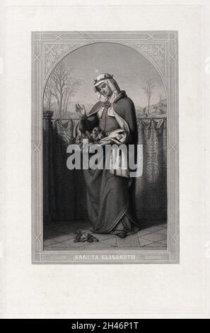 Elisabeth von Ungarn. Gravur. Stockfoto